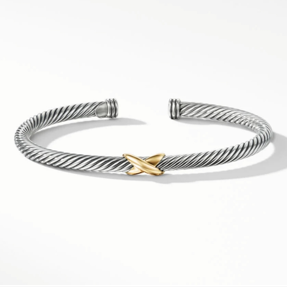 David Yurman X Station Bracelet Sterling Silver with 18K Yellow Gold $595 MSRP